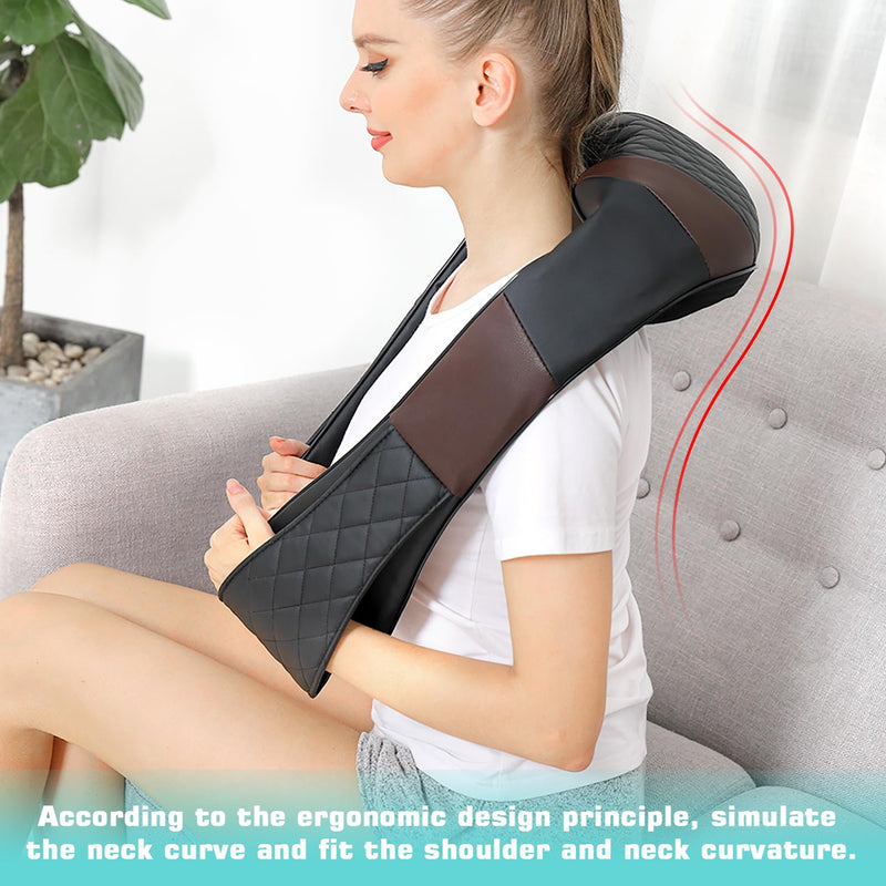 Neck Massager Back Massager with Heat - Shiatsu Neck Massager Present, Gifts for Women/Men/Mom/Dad -Deeper Tissue Kneading Massage Pillow for Neck, Back, Shoulder, Leg, Foot, Body Relieve Muscle Pain