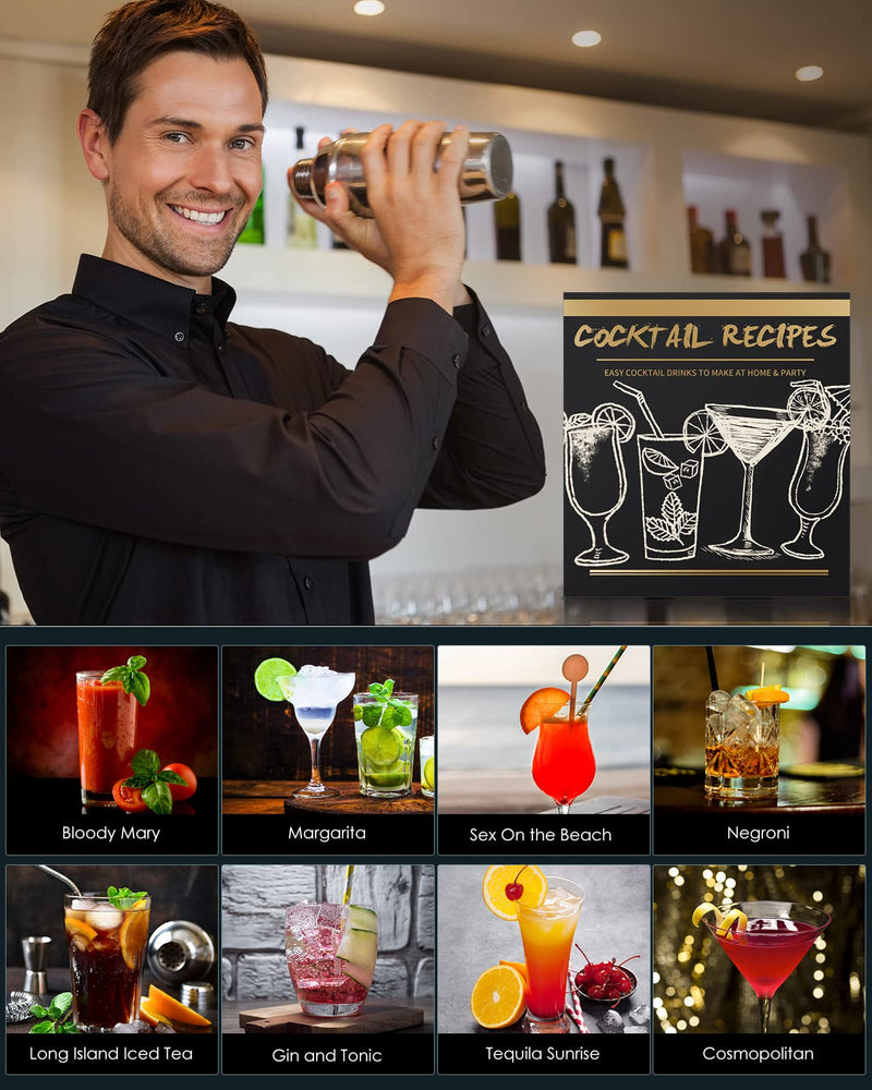 Cocktail Making Set, Cosicosy Cocktail Shaker Set 7 Pcs Professional Stainless Steel Cocktail Accessories Set with Recipes and Bar Accessories for Home Bars and Outdoor Events
