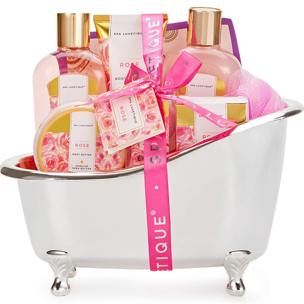 Spa Luxetique Spa Gift Set, Pamper Gifts for Women, 8pcs Rose Bath Gift Set with Body Lotion, Body Butter, Bath Bombs, Bath Gift Sets for Women, Mothers Day Christmas Gifts, Birthday Gifts for Women - Gift Guide