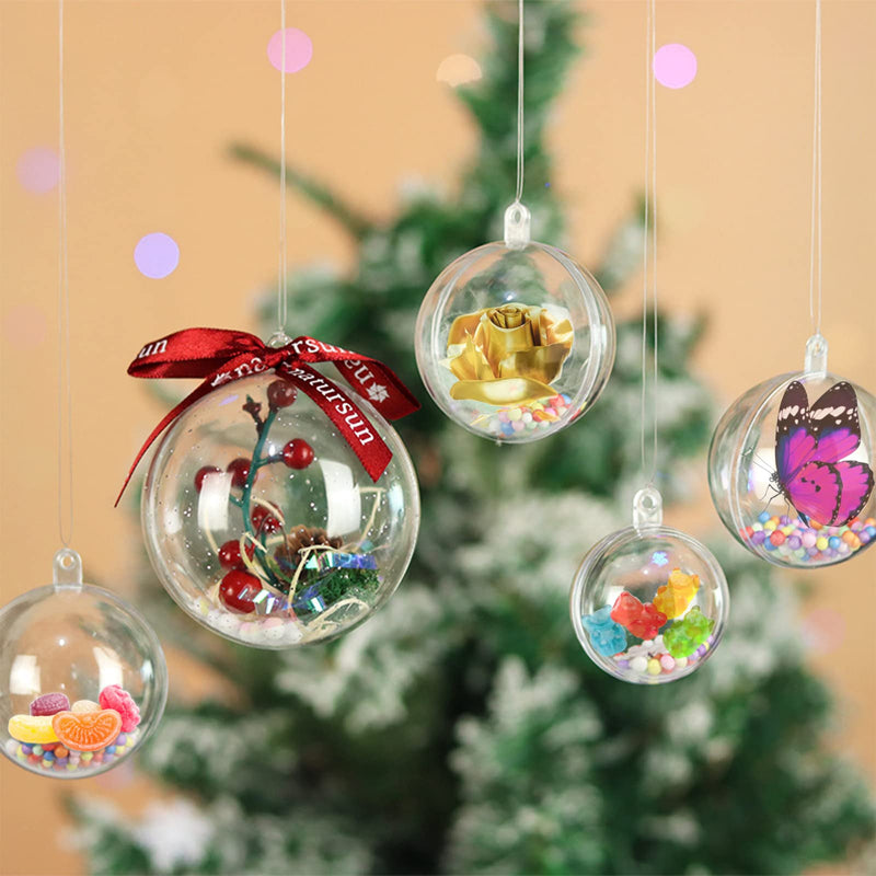 30 PCS Clear Fillable Christmas Baubles, Personalized Christmas Tree Decorations, 5CM, 6CM, 8CM DIY Clear Plastic Baubles, Make Your Own Baubles - Gift Guide