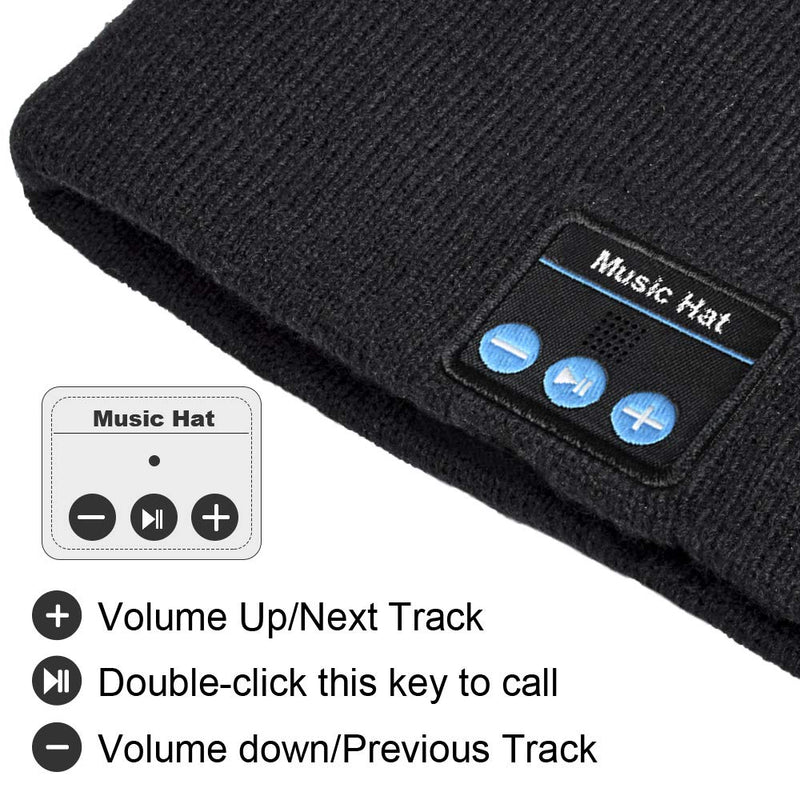 Mens Gifts Bluetooth Beanie Hat - Secret Santa Gifts Christmas Stocking Fillers for Men Dad Husband Him Teenagers Cool Stuff Tech Gadgets Beanie Hat with Headphones Running Music Gifts,Black,One Size - Gift Guide