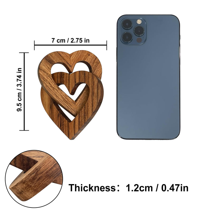 Valentine Day Romantic Heart Gifts for Her, Handmade Olive Wood Hearts Shape for Couple Wife Husband Wedding Engagement Anniversary Birthday Sweet Present (7cm)