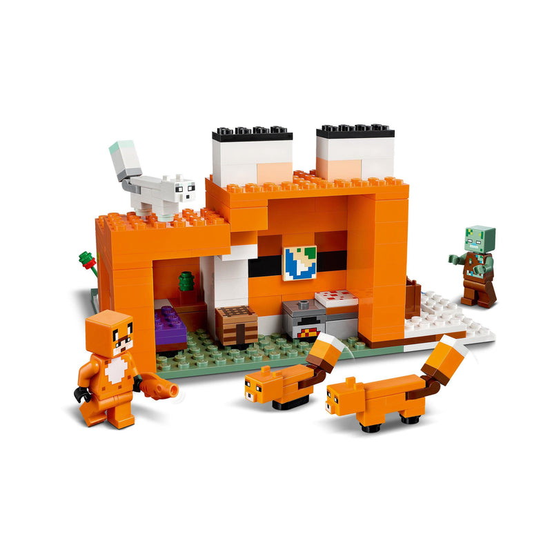 LEGO 21178 Minecraft The Fox Lodge House, Animal Toys, Birthday Gifts for Kids, Boys and Girls age 8 plus Years Old, with Drowned Zombie Figure