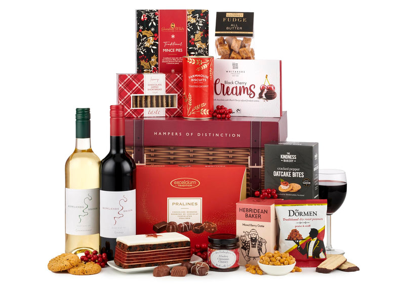 Thornton and France Classic Christmas Wine Hamper With Red & White Wine | Gift Box For Couples & Sharing | 13 Festive Treats