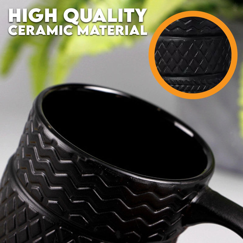 Xtremeauto Tyre Mug Car Cup Novelty Mugs - Ceramic Tyre Cup Mug for Coffee Tea Drinks Car Gifts Novelty Mugs for Men Mechanic Motorsport Enthusiast Funny Car Lover Gift for Men