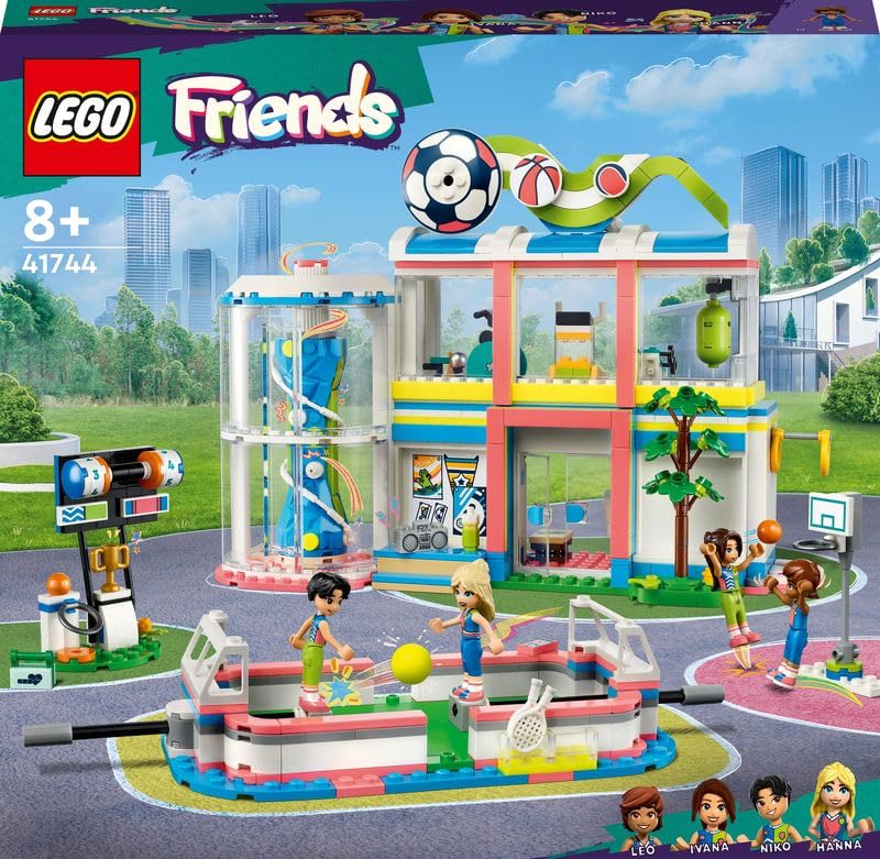 LEGO Friends Sports Centre Building Toy with Football, Basketball and Tennis Games To Play plus Climbing Wall and 4 Mini-Dolls, Heartlake City Gift for Kids Age 8 Plus 41744