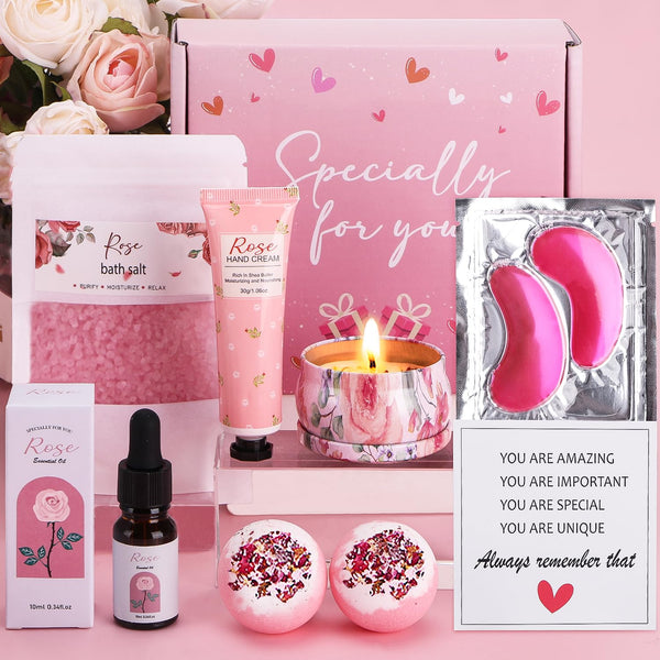 Birthday Gifts For Women, Rose Pamper Gifts For Her, Ideas Gifts For Mum, Best Friend, Sister, Relaxation Spa Ladies Gifts Self Care Package For Her, Christmas Xmas GIfts Friendship Gifts Hampers