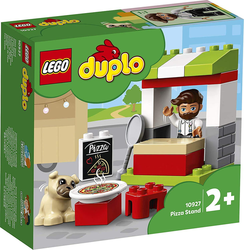 LEGO 10927 DUPLO Town Pizza Stand Playset with Pizza and Dog Figure, Large Bricks, Early Development Toy for Toddlers 2+ Year Old