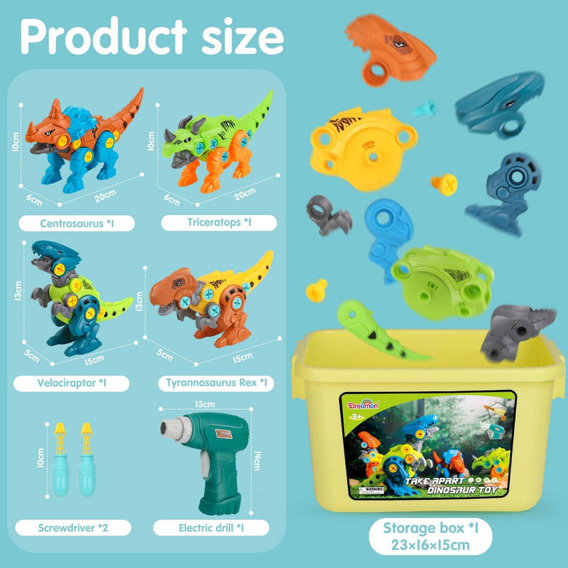 Dreamon Take Apart Dinosaur Toys for Kids with Storage Box Electric Drill DIY Construction Build Set Educational STEM Gifts for Boys Girls - Gift Guide