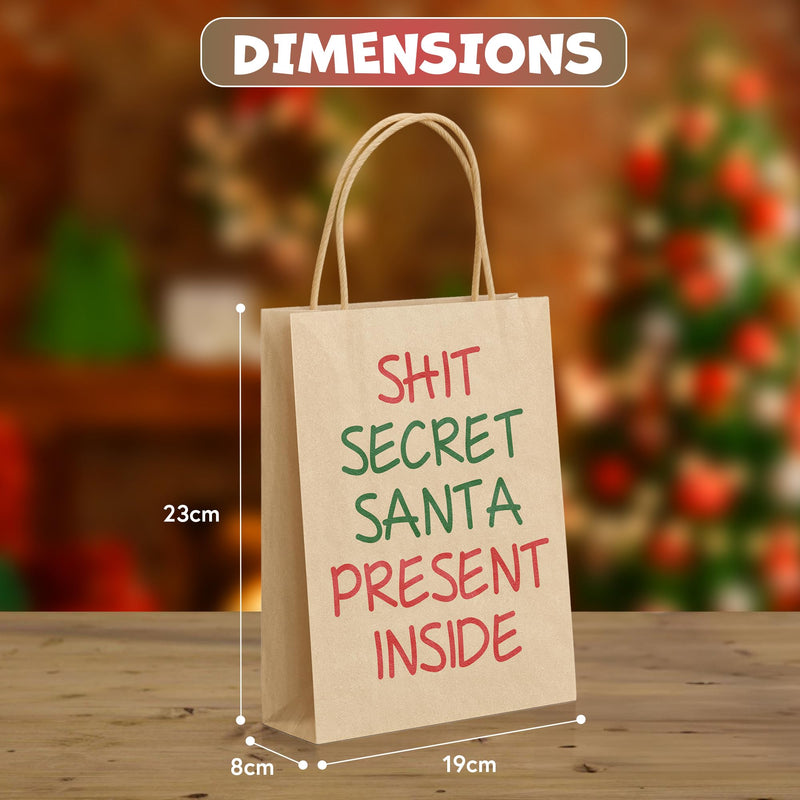 Christmas Gift Bag With Handle Sh*t Secret Santa Present Inside Funny Rude Gift For Him For Her Stocking Filler Medium Kraft Bag - Gift Guide