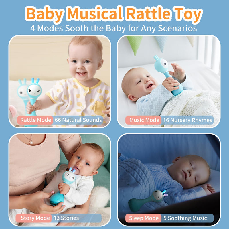 alilo Smarty Bunny Baby Rattle Musical Light Up Sensory Toys, Infants Newborns Baby Teething Toys 0-3-6-7-12 Months,1 Year Old boy/Girl Gifts 4 Music Modes and Color Recognition Function - Gift Guide