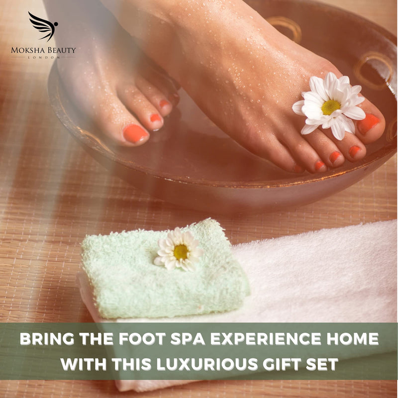 Foot Spa Gift Sets - Foot Care Pampering Gift Set | Mint and Lemon Foot Scrub, Foot Lotion, Foot Mask, Pumice Stone