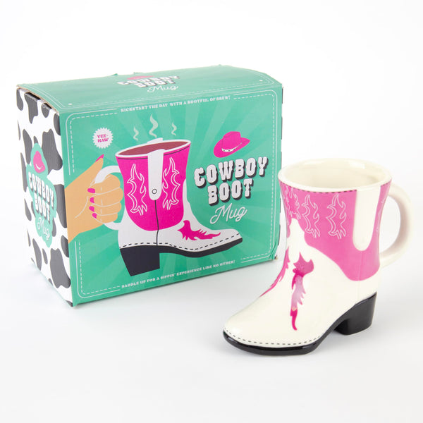 Gift Republic Cowboy Boot Mug Pink and White Novelty Coffee Cup Fun Gift Idea 300ml Ceramic Tea/Coffee/Hot Chocolate Mug Gift for Her