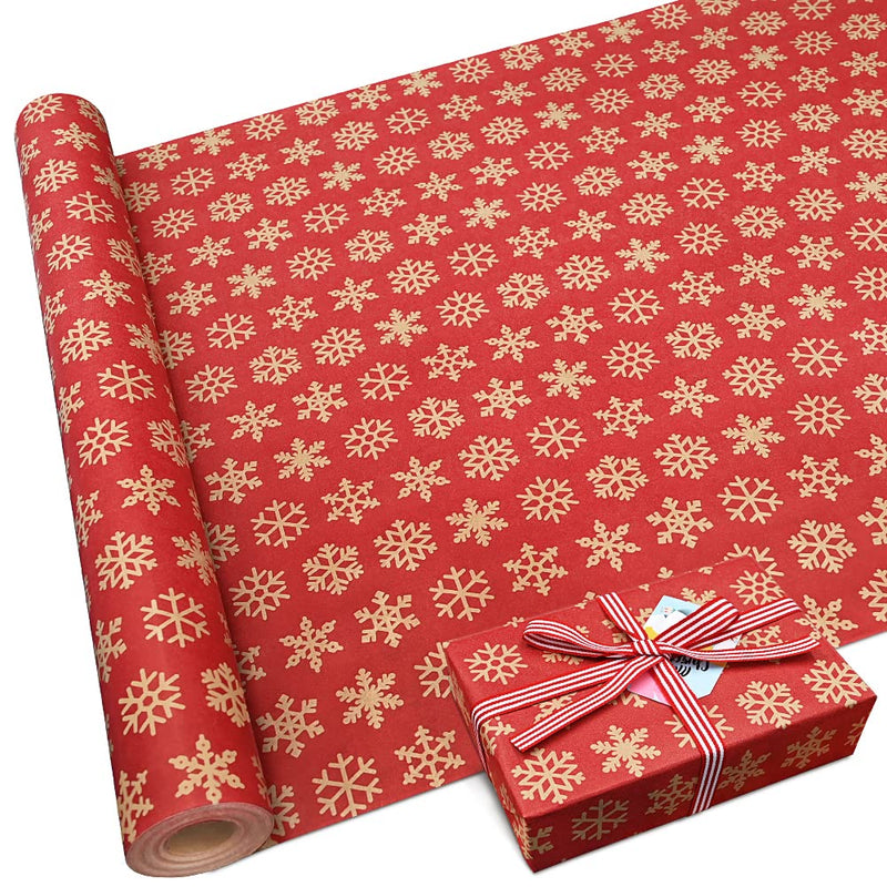 DOJoykey Christmas Wrapping Paper, 16M x 43cm Large Roll Package Kraft Paper Recyclable Christmas Thick Gift Wrapping Paper for Xmas Gifts Wrapping Party Decoration - Gift Guide