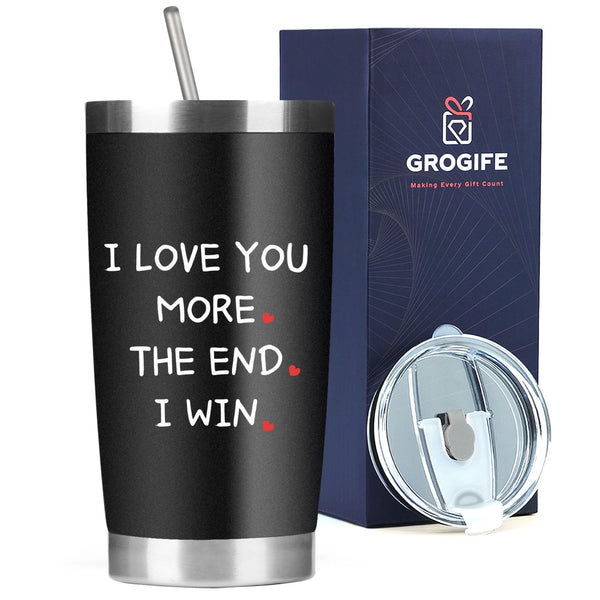 Grogife Gifts for Him Anniversary, Christmas for Boyfriend Husband - Funny I Love You Gifts for Him Boyfriend, Birthday Day Gifts for Men Fiance Romantic, Secret Santa Tumbler & Travel Mug 600ml