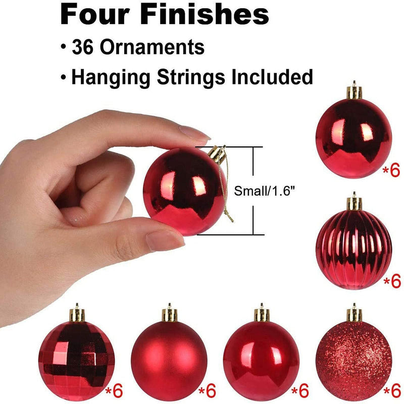 Christmas Baubles, 24/48 pcs Christmas Balls Ornaments for Christmas Tree Small Shatterproof Hanging Ball Baubles for Xmas Holiday Wedding Party Decorations Home Festival Decors (Red 3cm/24PC) - Gift Guide