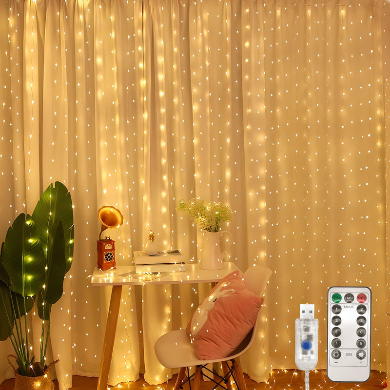 Jsdoin Curtain Fairy Lights, 3.6m x 3m 360leds USB Operated 8 Modes String Light Indoor Outdoor Waterproof Hanging Window Lights with Hooks for Christmas, Wedding, Party,Wall, Home Decorations - Gift Guide