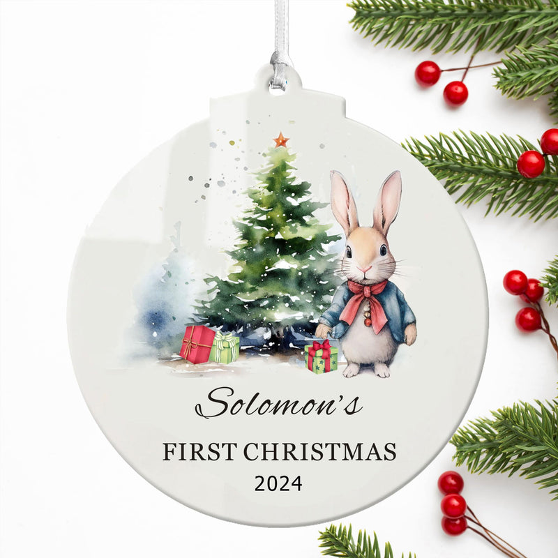 Personalised Baby's First Christmas Baubles Gifts Christmas Tree Decorations Custom Acrylic Christmas Ornaments Xmas Gifts for Kids Girls Boys Toddler New Baby(Round, Design 1) - Gift Guide