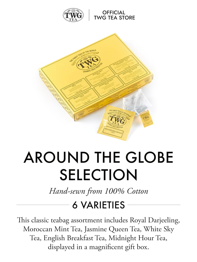 TWG Tea | Around the Globe Selection | 6 Varieties | Exclusive Tea Blends | 30 Hand Sewn Cotton Tea Bags | Gift Set - Gift Guide