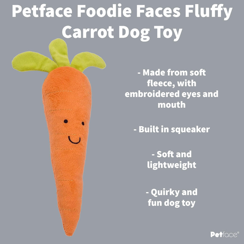 Petface Foodie Faces Fluffy Carrot Dog Toy - Gift Guide