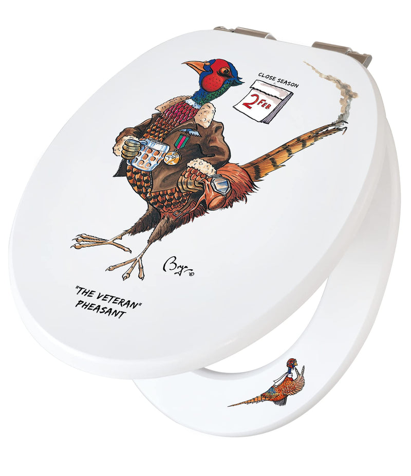 Top & Bottom Fixing Soft Close Toilet seat | The Veteran Pheasant (Shooting) by Bryn Parry | Bathroom Decor | Home Decor | Gifts for Dad & Grandad. New Home Gifts - Funny Novelty Toilet Seats.