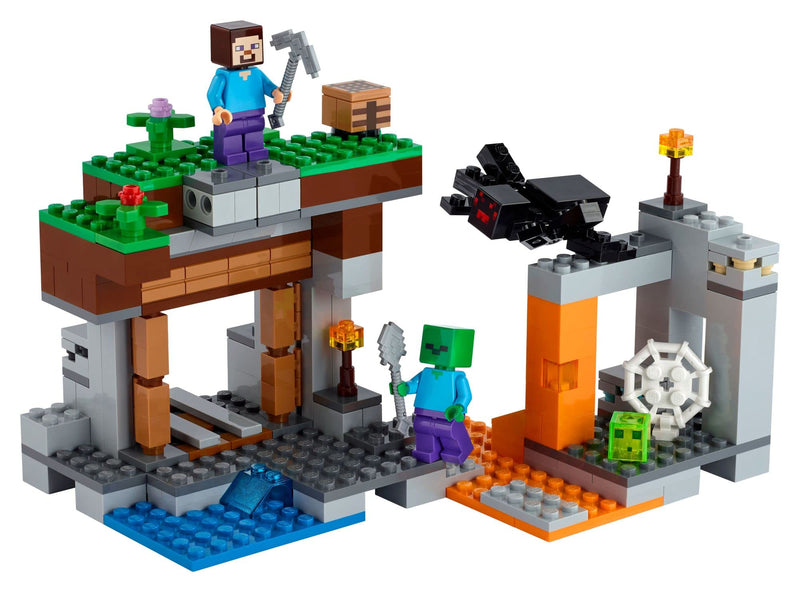 LEGO Minecraft The Abandoned Mine Building Toy, Zombie Cave with Slime, Steve & Spider Figures, Gift idea for Kids, Boys and Girls Age 7 plus 21166