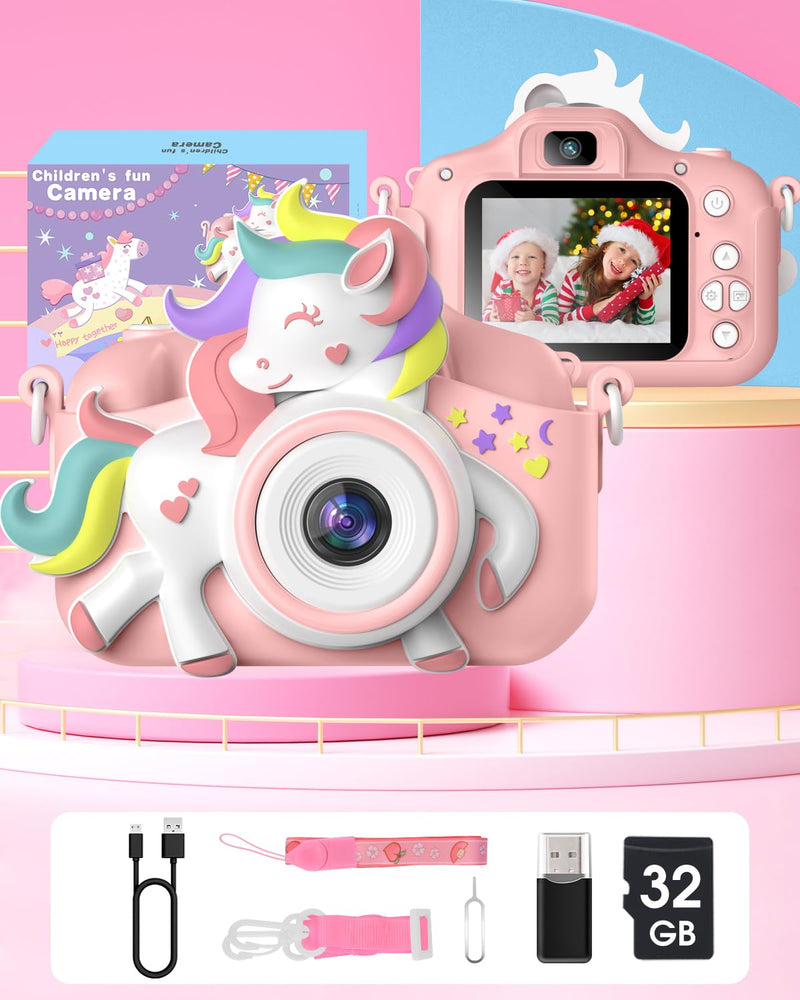 Kids Camera, Gofunly Kids Camera for Girls, 1080P HD 2.0 Inch Screen Kids Digital Camera with 32GB Card, Birthday Christmas Kids Toys Gifts Selfie Childrens Camera for Kids Age 3-12 Years Old Girls - Gift Guide