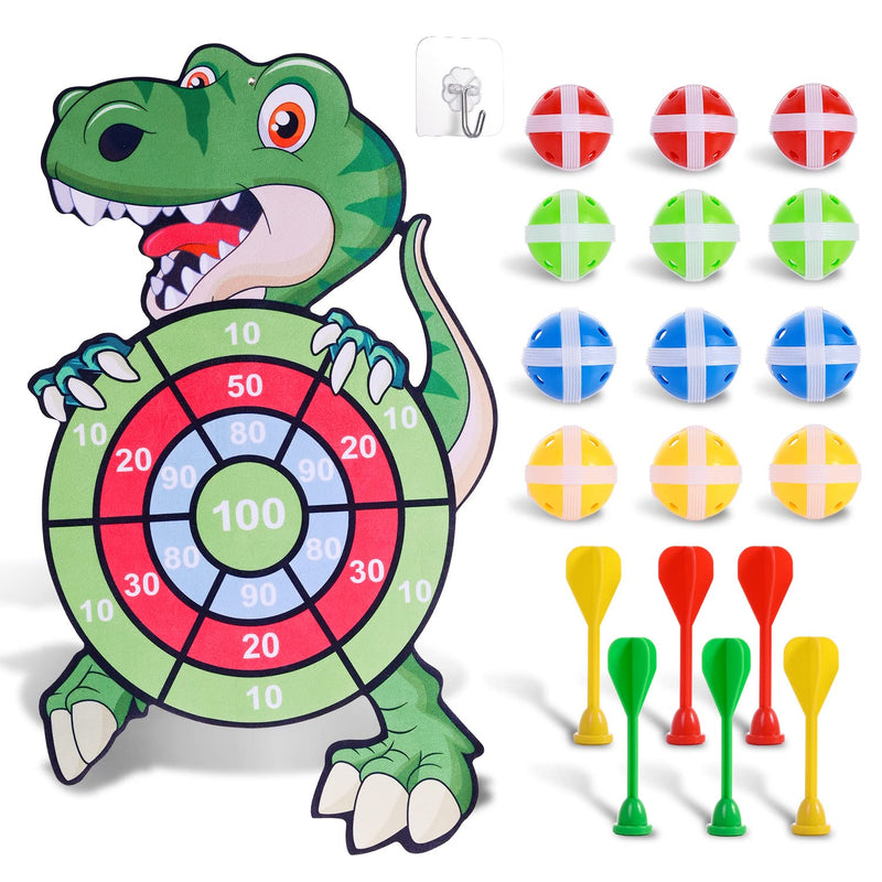 30" Large Dinosaur Dart Board for Kids with 12 Sticky Balls, Indoor Outdoor Sport Games Multi-Player Party Game, Cartoon Animal Dart Board Toys for Kids 3-12 Years Childrens Boys Girls Birthday