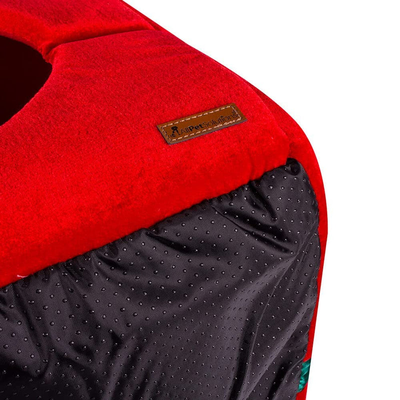 allpetsolutions Christmas Dog Bed | 3-in-1 Foldable Dog/Cat Cave Bed | Xmas Gift For Pets | Soft Cave Red Dog Puppy Bed with Reversible Cushion - 38x38x38cm - Gift Guide