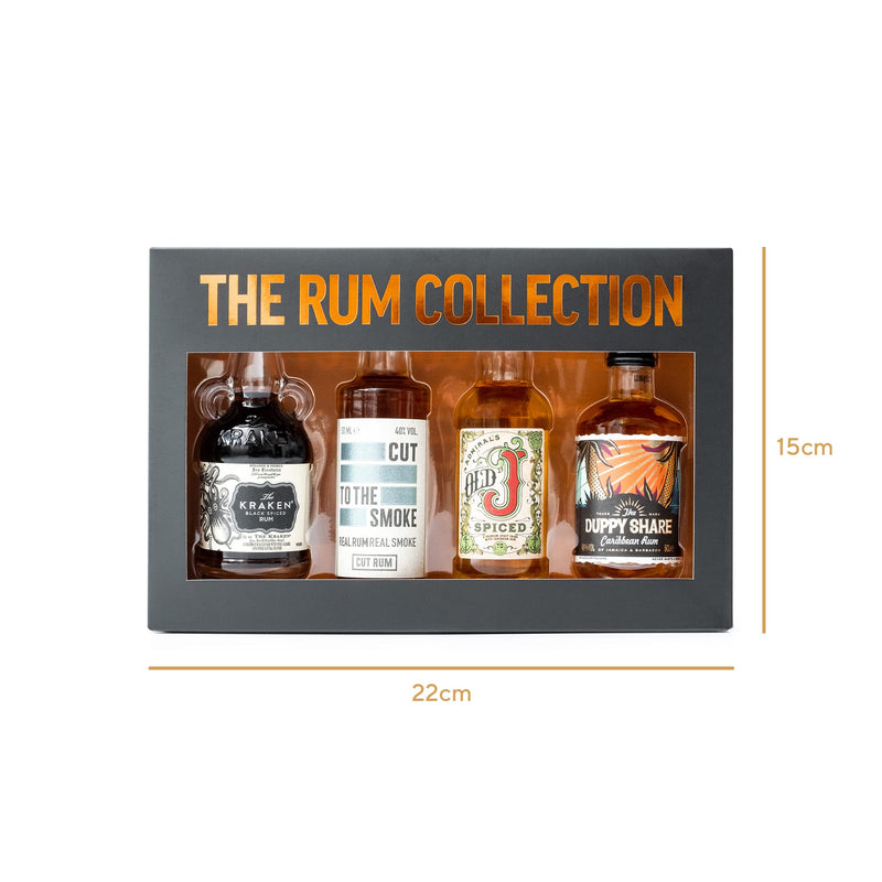 Spiced Rum Gift Set - Kraken Rum, Old J Pineapple Flavoured, Duppy Share Aged Rum, Cut Rum, Mini Alcohol Bottles x4 5cl - Rum Miniatures Birthday Gifts for Men, Dad Gifts, Drinks for Christmas