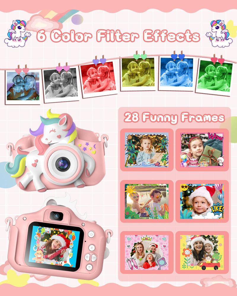 Kids Camera, Gofunly Kids Camera for Girls, 1080P HD 2.0 Inch Screen Kids Digital Camera with 32GB Card, Birthday Christmas Kids Toys Gifts Selfie Childrens Camera for Kids Age 3-12 Years Old Girls - Gift Guide