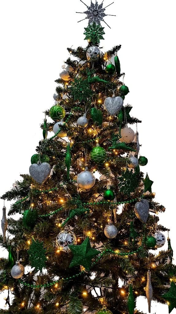 Simply Products 10 Droplet Baubles - Great Christmas Tree Decoration, Matte & Glitter Icicle Baubles (Dark Green Glitter & Matte) - Gift Guide