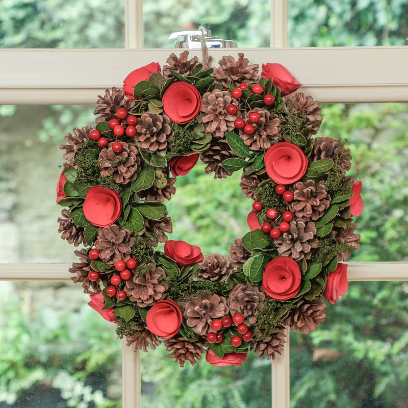 Christmas Wreath Large 14" Front Door Wall Hanging Winter Wreath Garland Ornament (Red) - Gift Guide