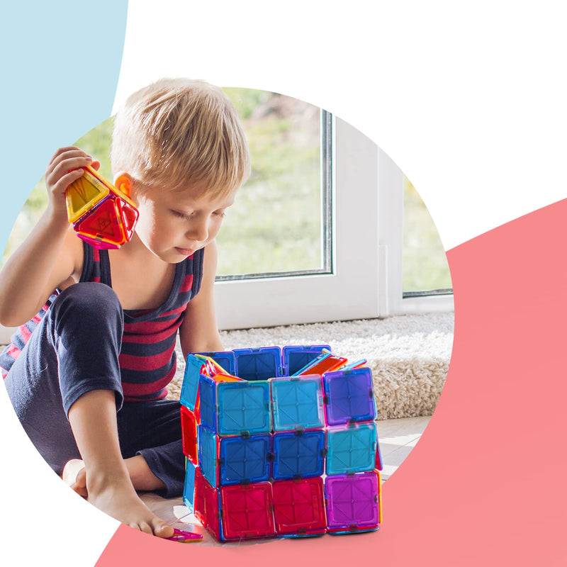 kidoola 53pc Magnetic Building Block Toy Set – Kids Magnet Construction Jigsaw Game Gift for Boys and Girls – Children Educational Shape Forming Toy for Creativity - STEM & Sensory Development Age 3+ - Gift Guide