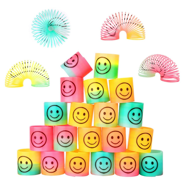 flintronic 24Pcs Rainbow Spring Toy, Spring Party Bag Fillers Rainbow Mini Smile Toys, Smile Rainbow Games Springy Party Favour for Kids Boys Girls Party Gift Prizes - Gift Guide