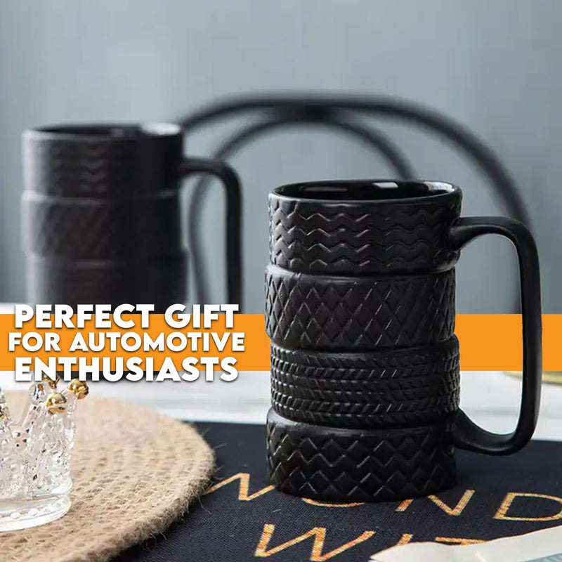 Xtremeauto Tyre Mug Car Cup Novelty Mugs - Ceramic Tyre Cup Mug for Coffee Tea Drinks Car Gifts Novelty Mugs for Men Mechanic Motorsport Enthusiast Funny Car Lover Gift for Men