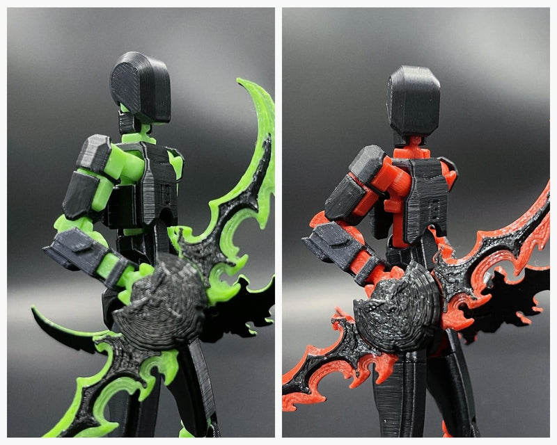 T13 Action Figure Set (Assembly Completed), 3D Printed Multi-Jointed Movable Titan 13 Lucky Dummy 13 Mobile Robot, Nova 13 Action Figures Desktop Decorations for Game Lovers Toy (Black Green Red)