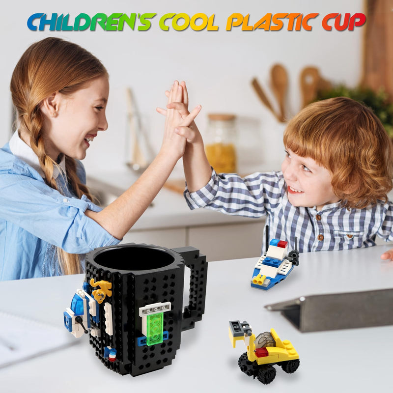 HUISHENG Brick Mug Sets, Coffee Cup, Valentines Easter Fathers Day Birthday Present Christmas Santa Gifts for Men Dad Him Kids Adult Boy Girl Teacher Friend (Black)