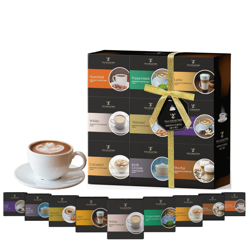 Coffee Gift Set - 9 Instant Coffee Selection Gift Set | Christmas Coffee Gifts For Women & Men |Coffee Selection Of Hazelnut, Caramel, French Vanilla, Irish, Latte, Coffee Gifts For Women (Instant) - Gift Guide