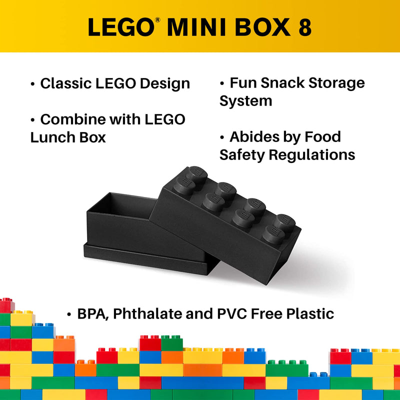 Room Copenhagen, LEGO Mini Box - 1.8 x 3.6 x 1.7 in - Brick 8, Black