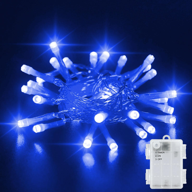Dalugo Blue Battery Fairy Lights, 3M 30 LED Blue String Lights with 6h Timer, IP65 Waterproof Battery Powered Fairy Lights for Indoor Outdoor Christmas Decorations - Gift Guide