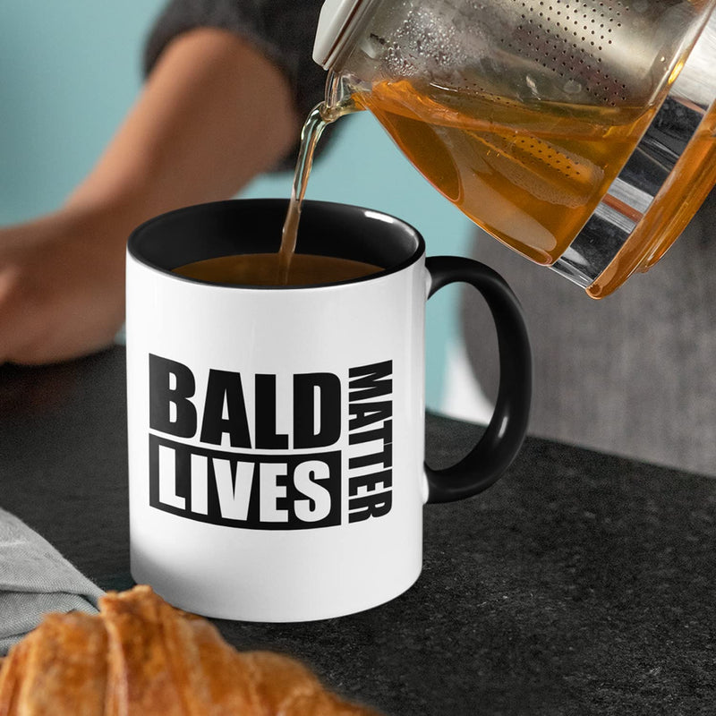 SmartyPants Bald Lives Matter Mug - Funny Joke Novelty Mens Man Gifts Presents Baldi Birthday Christmas Xmas Grandad Grandpa Dad Uncle Office Ceramic Tea Coffee Cup (Black Handle Prime)