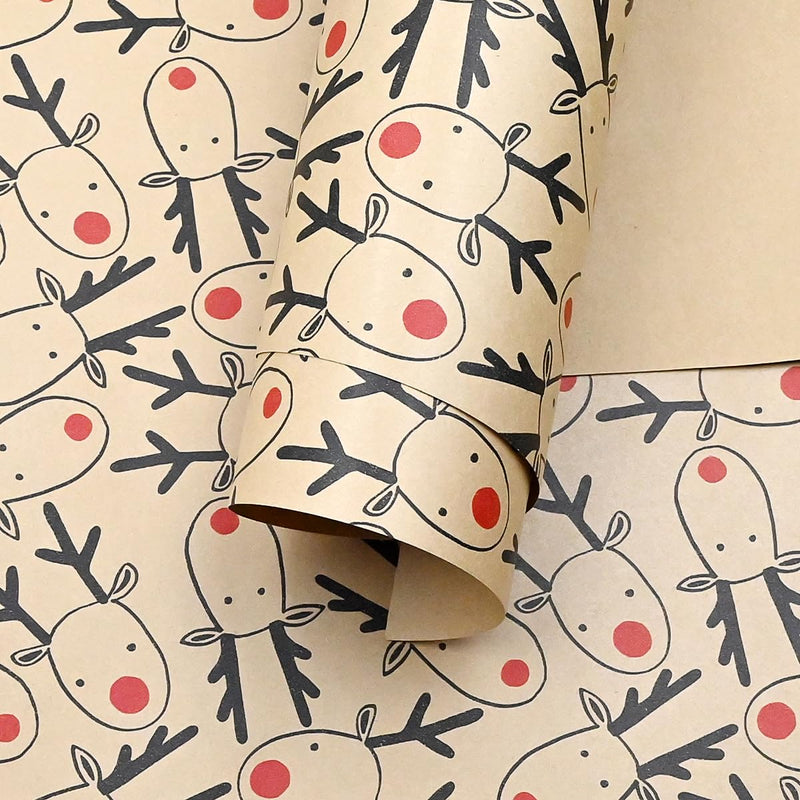 43cm *15m Christmas Wrapping Paper Roll,Topeedy Recyclable Brown Gift Wrapping Paper With Elk for Xmas Party Gifts, Birthday,Graduation,ECO-friendly Present Decorations-Elk head - Gift Guide