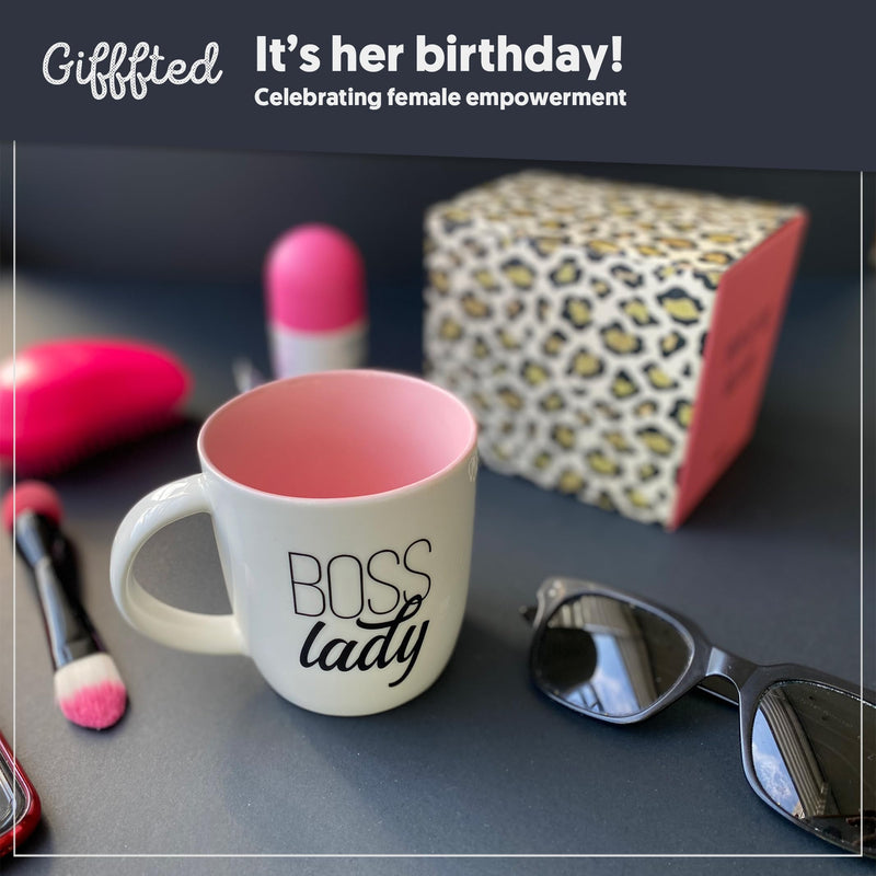 Triple Gifffted Boss Lady Gifts for Women, Valentines Day, Her Birthday, Christmas, Mothers Day Presents, Coffee Mug Cup Gift for Sister, Mom, Boss, Girlfriend