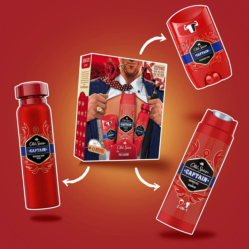 Old Spice Gentleman Gifts For Men: Mens Deodorant Stick, Deodorant Spray & Shower Gel Gift Set Under Ten Pounds, Stocking Fillers, Christmas Giftset for Him, Dad Xmas Gift Box