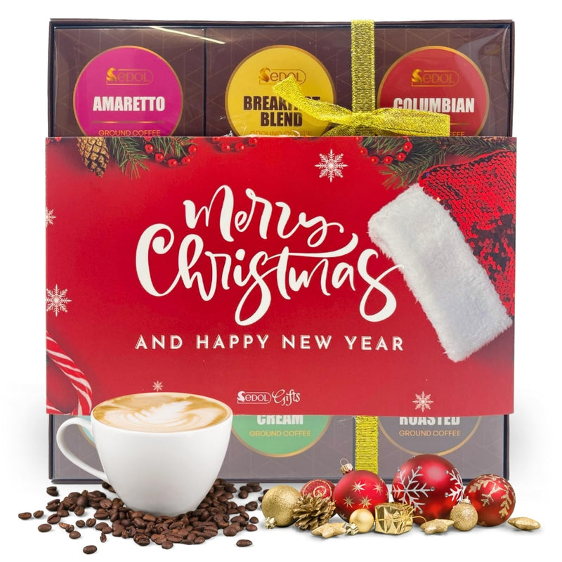 Christmas Coffee Gift Set - 9 Flavoured Gourmet Ground Coffee Gift Set Selection - Premium Medium-Dark Roasted Coffee Christmas Gifts for Men & Women - Luxury Christmas Gifts for Coffee Lovers - Gift Guide