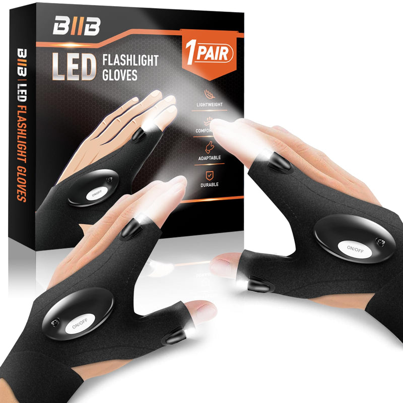 BIIB Gifts for Men, LED Gloves with Lights, Stocking Fillers for Men for Him, Gadgets for Men Gifts for Dad Birthday Gifts for Men, Mens Gifts for Christmas Fishing Camping Accessories - Gift Guide