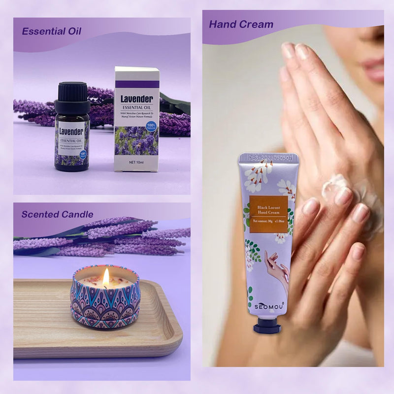 Pamper Gifts for Women, Unique Best Friend Gifts for Her, Lavender Self Care Get Well Soon Gifts Set for Mum Sister Wife, Spa Bath Set Bath Bombs Candle Present Set, Birthday Mothers Day Gift Box