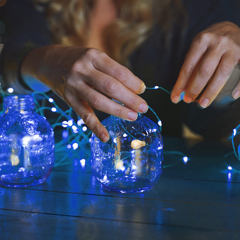 Jsdoin Fairy Lights, 2 PCS 50 LED Battery Operated String Lights Copper Wire Light for Indoor Outdoor Lighting, Bedroom, Wedding Decor, Party, Christmas, Tree Decoration(5M/16ft，Blue) - Gift Guide