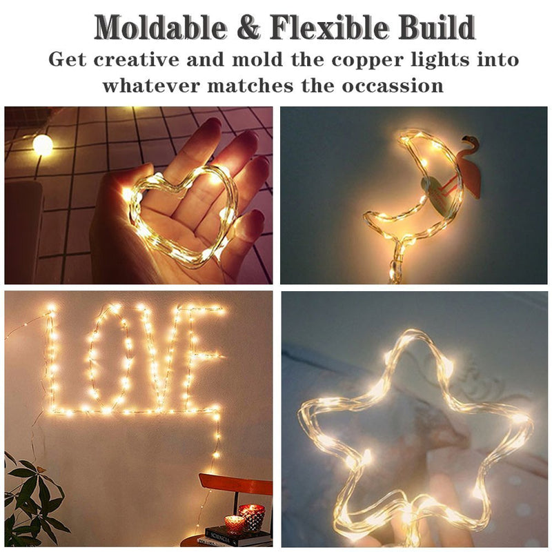 Makion Led String Lights 100 LEDs Decorative Fairy Battery Powered String Lights, Copper Wire Light for Bedroom,Wedding(33ft/10m Warm White) - Gift Guide